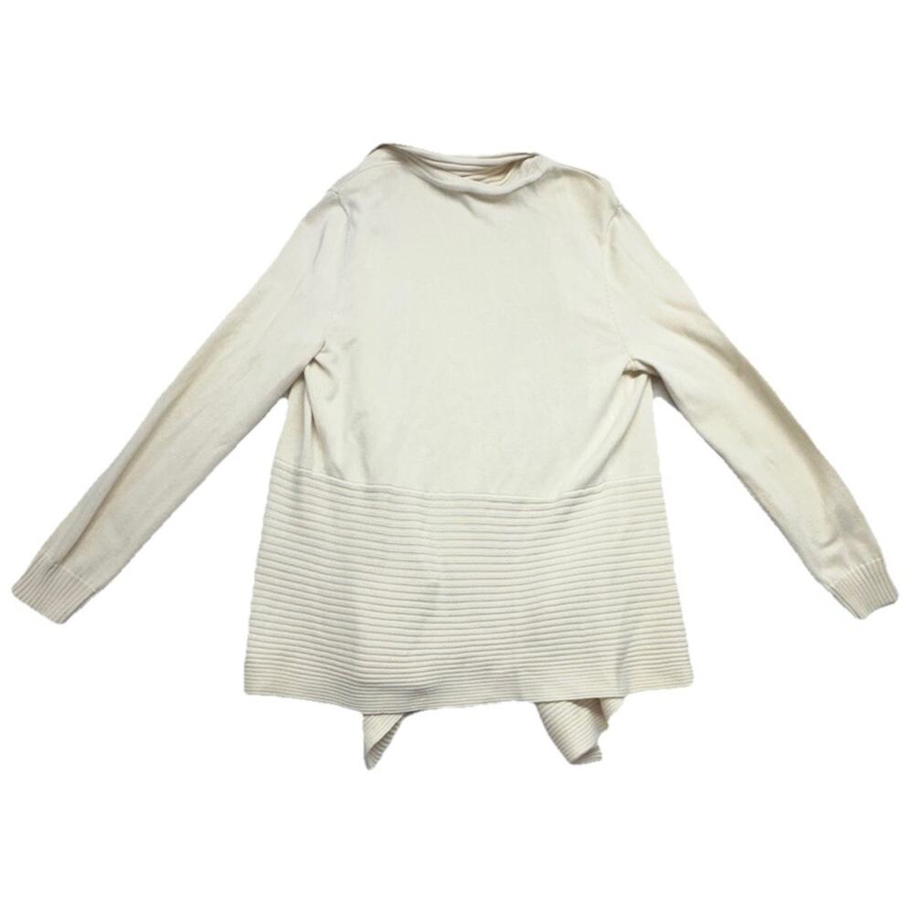Talbots Womens Cardigan Size M Ivory Handkerchief Hem Open Drape 100% Cotton - Picture 8 of 8